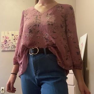 Lauren Conrad purple floral blouse